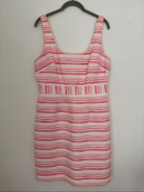 Trina Turk Pink & White Striped Midi Sheath Dress